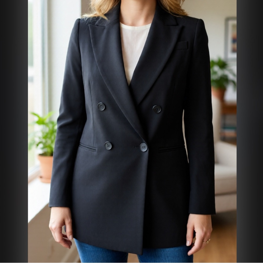 H&M Women's Black Double-Breasted Blazer
